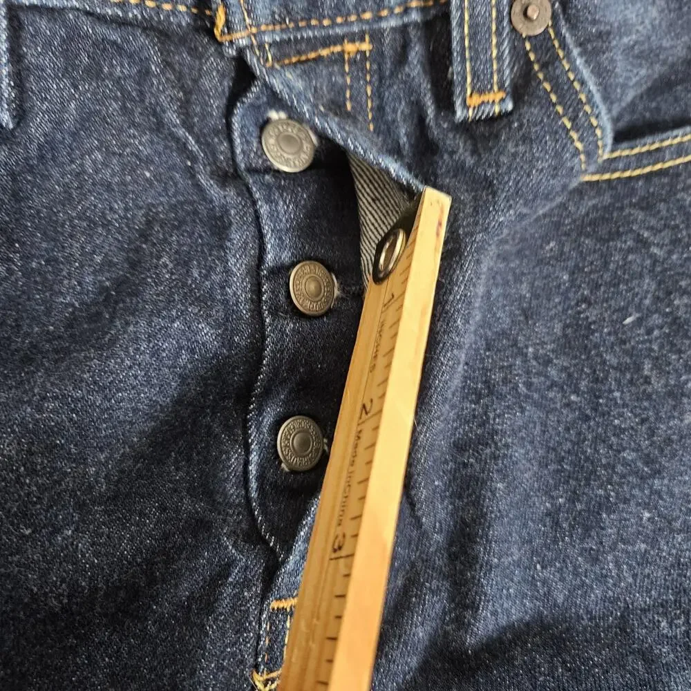Levis 501 Stretch Jeans Men's 28X30.5 (Tag 30X34) Blue Denim Straight Button Fly